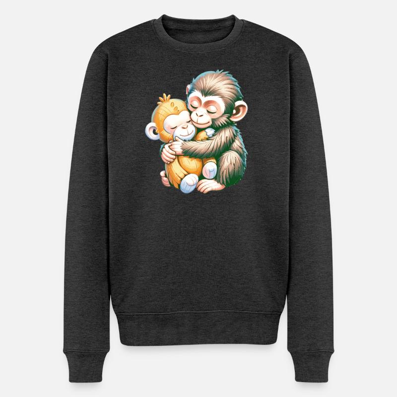 Câlins de singes s’embrassent - Pull Premium bio Homme - anthracite chiné