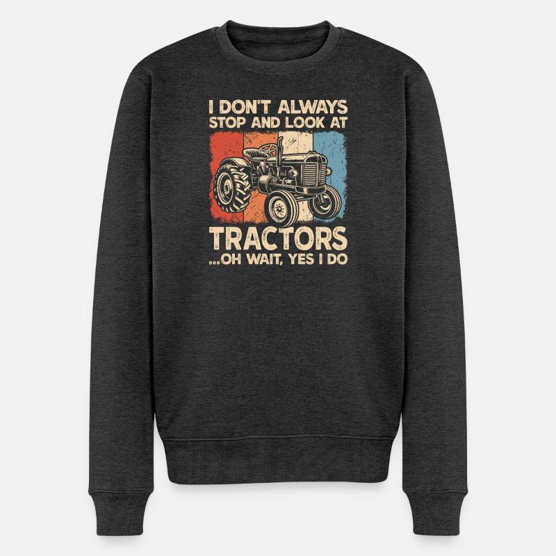 Traktorbauernhof-Landwirtschaft - Männer Premium Bio Pullover - Anthrazit meliert