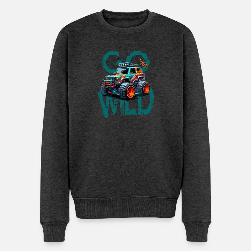 Off Road Monster Truck Abenteuer - Männer Premium Bio Pullover - Anthrazit meliert
