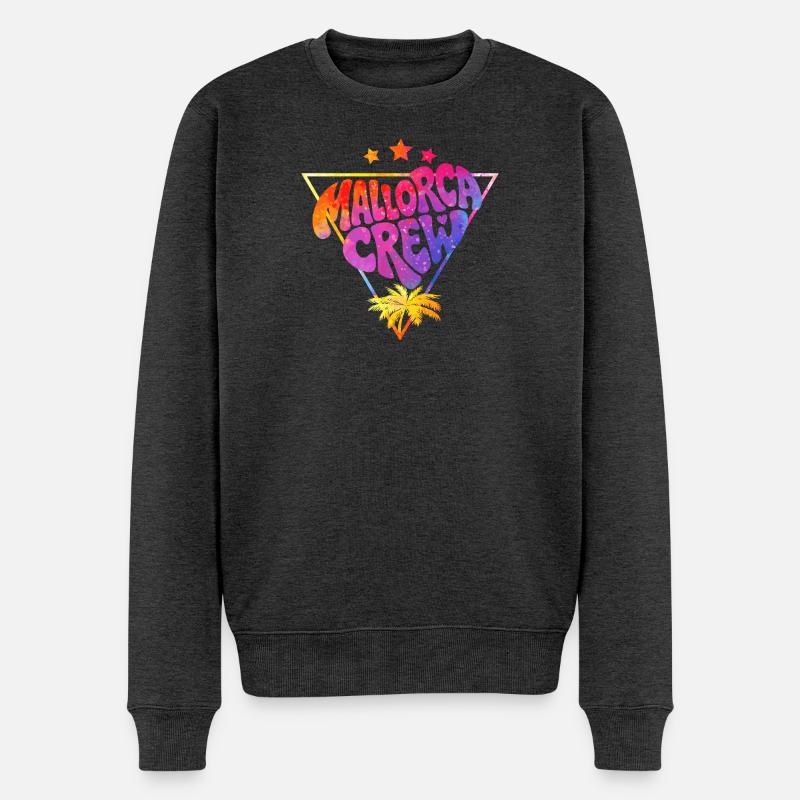 Mallorca Crew Neon Gradient - Männer Premium Bio Pullover - Anthrazit meliert