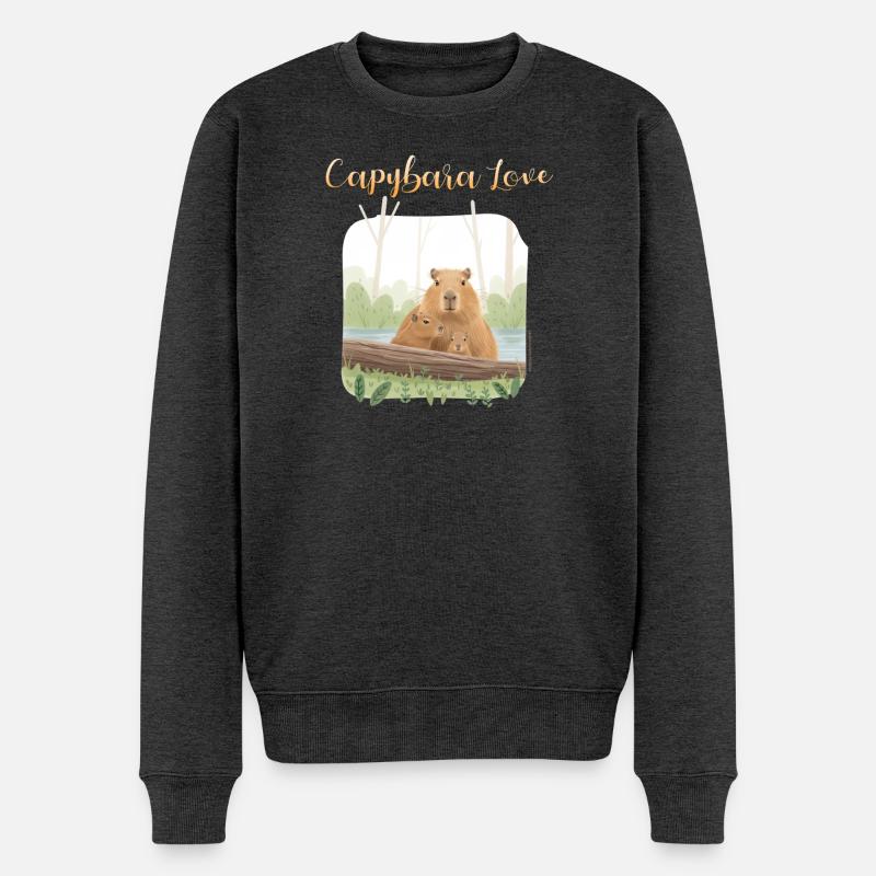 Création de t-shirt « Capybara Love » - Pull Premium bio Homme - anthracite chiné