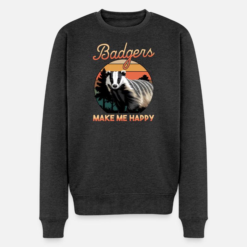 Funny Animal Badger - Männer Premium Bio Pullover - Anthrazit meliert