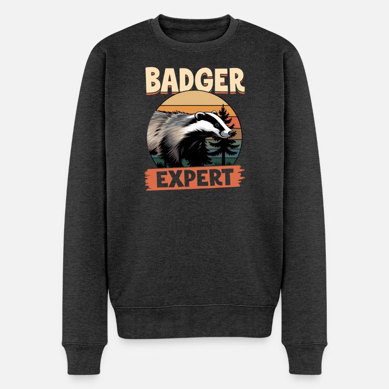 Funny Animal Badger - Männer Premium Bio Pullover - Anthrazit meliert