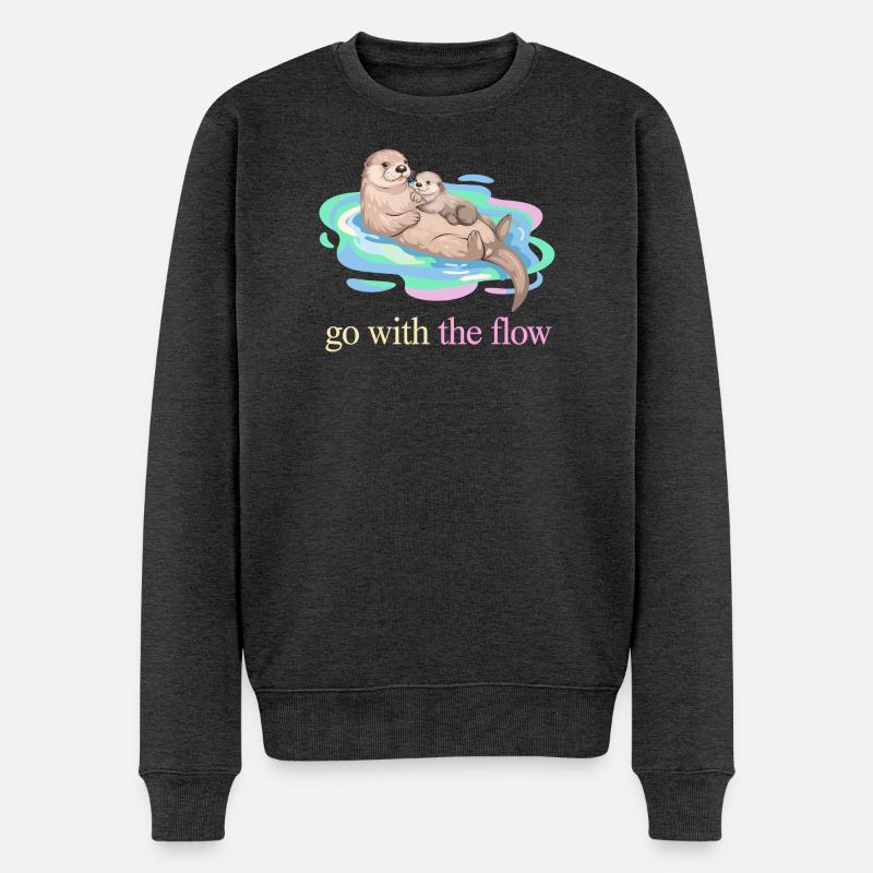 Nimm das Flow Otter Duo - Männer Premium Bio Pullover - Anthrazit meliert