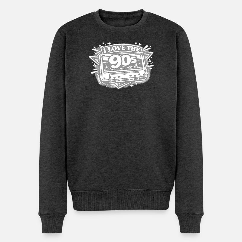 I Love the 90s Kassette - Männer Premium Bio Pullover - Anthrazit meliert