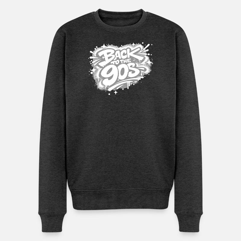 Back to the 90s Graffiti - Männer Premium Bio Pullover - Anthrazit meliert