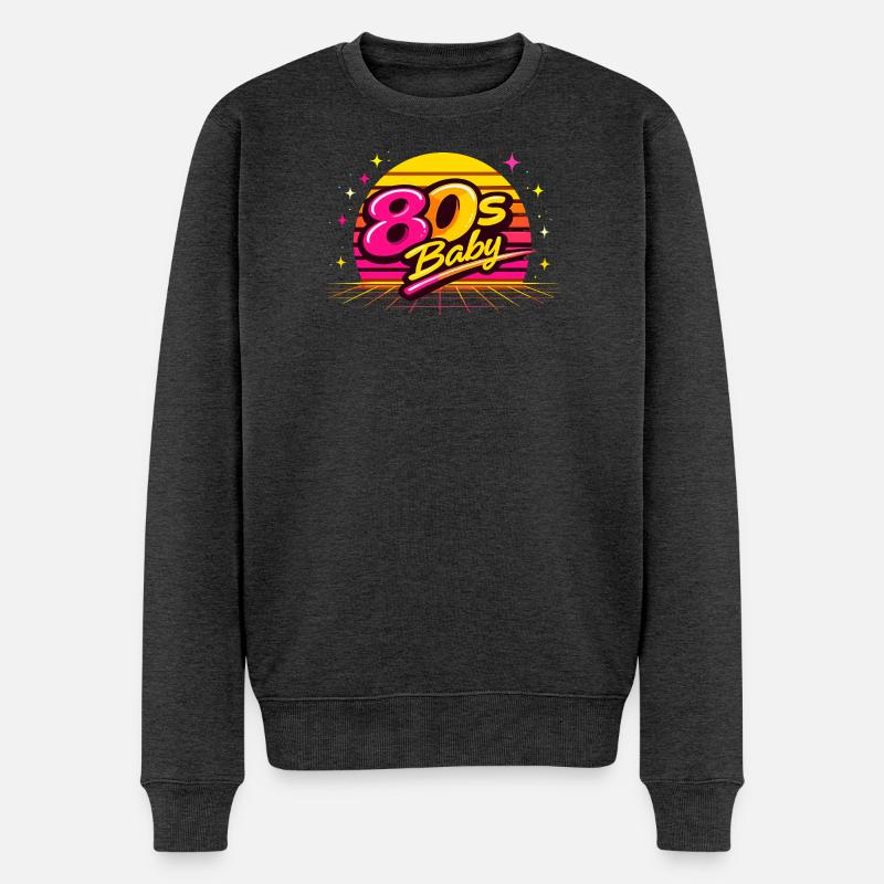 80er Neon Baby - Männer Premium Bio Pullover - Anthrazit meliert
