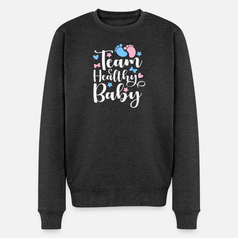 Team Gesundes Baby Junge Oder Mädchen - Männer Premium Bio Pullover - Anthrazit meliert