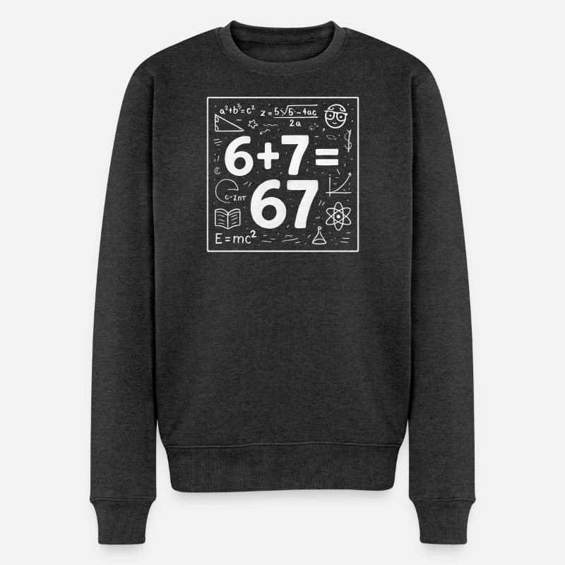 Six Seven 67 Meme 6+7=67 Italian Brainrot Humor - Männer Premium Bio Pullover - Anthrazit meliert