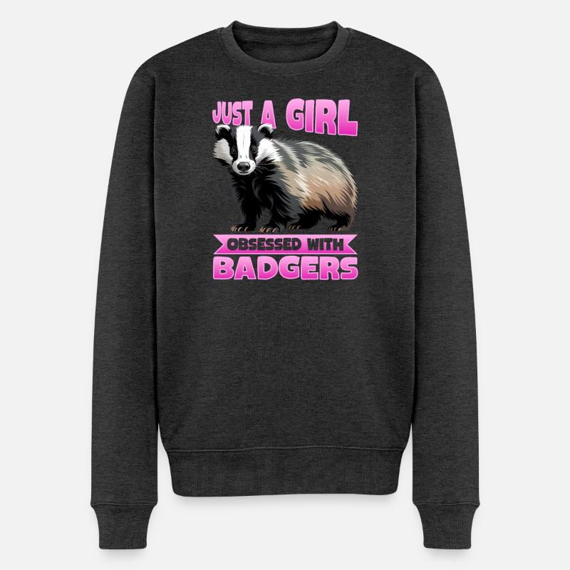 Funny Animal Badger - Männer Premium Bio Pullover - Anthrazit meliert