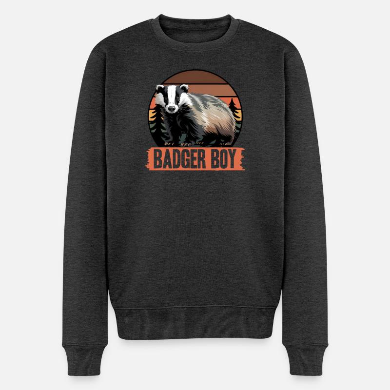 Funny Animal Badger - Männer Premium Bio Pullover - Anthrazit meliert