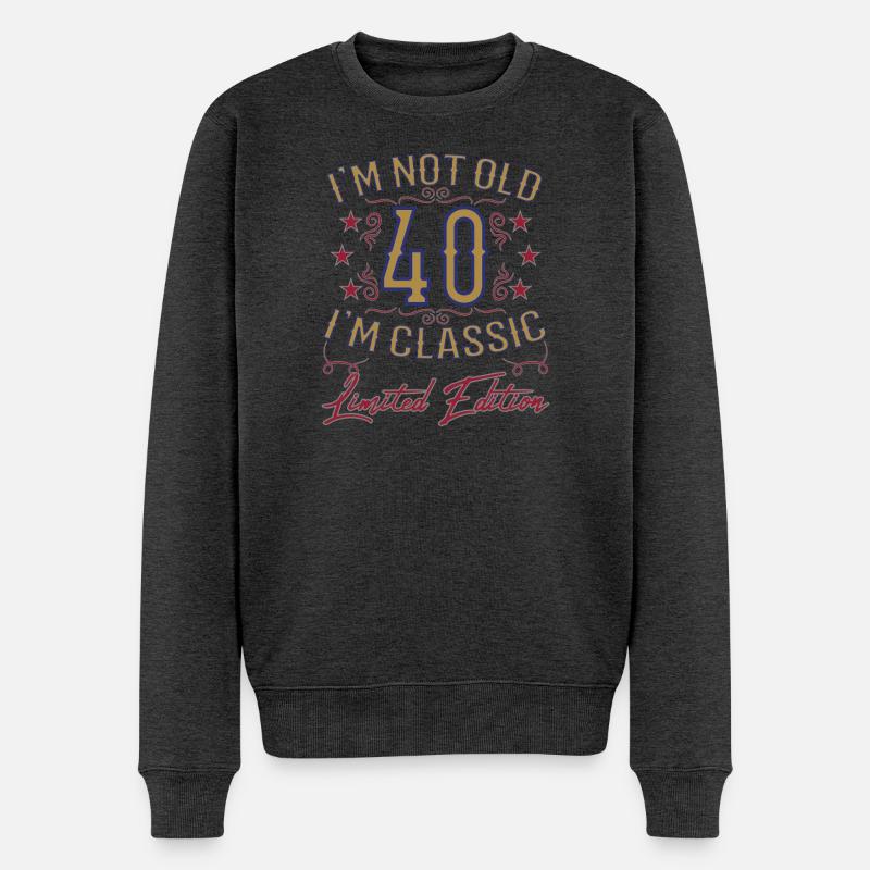 40. Geburtstag Vintage lustiger Spruch - Männer Premium Bio Pullover - Anthrazit meliert