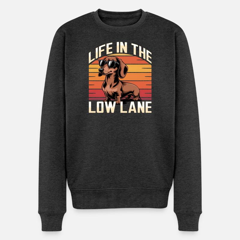 Funny Dog Breed Dachshund - Männer Premium Bio Pullover - Anthrazit meliert