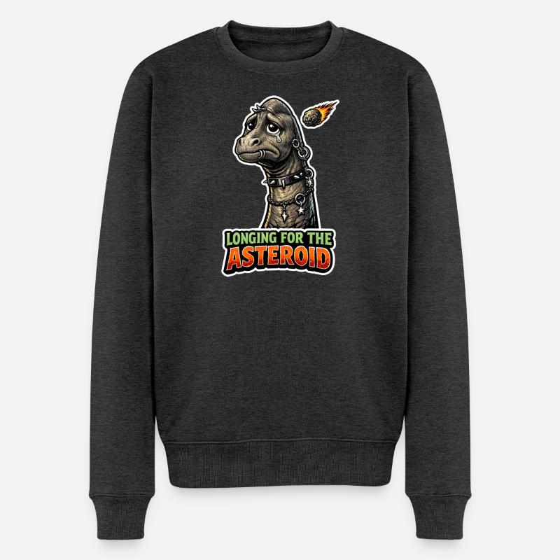 Dinosaure emo, Dino triste, Émotif - Pull Premium bio Homme - anthracite chiné