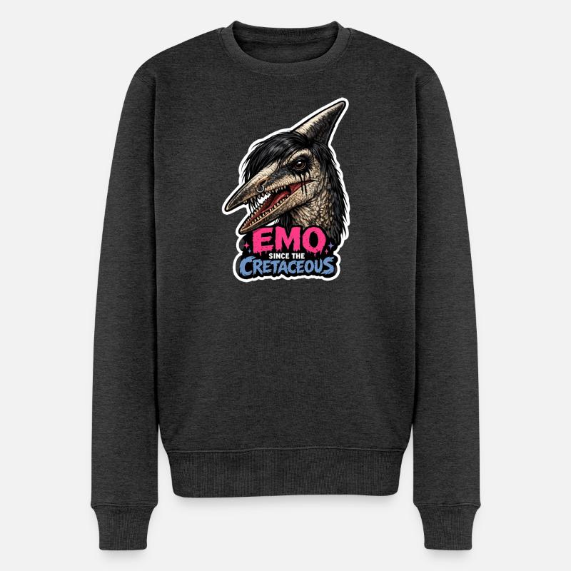 Emo-dinosaurier, Trauriger Dino, Emotionaler - Männer Premium Bio Pullover - Anthrazit meliert