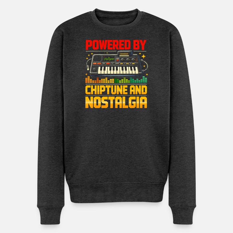 Angetrieben von Chiptune | Retro Nostalgie - Männer Premium Bio Pullover - Anthrazit meliert