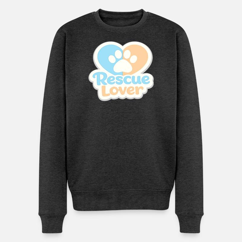Rescue Lover Pfotenherz - Männer Premium Bio Pullover - Anthrazit meliert