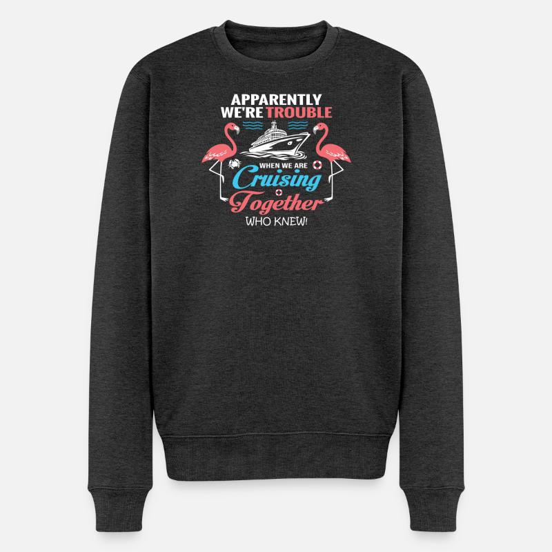 Cruising Together Flamingos Spaß - Männer Premium Bio Pullover - Anthrazit meliert