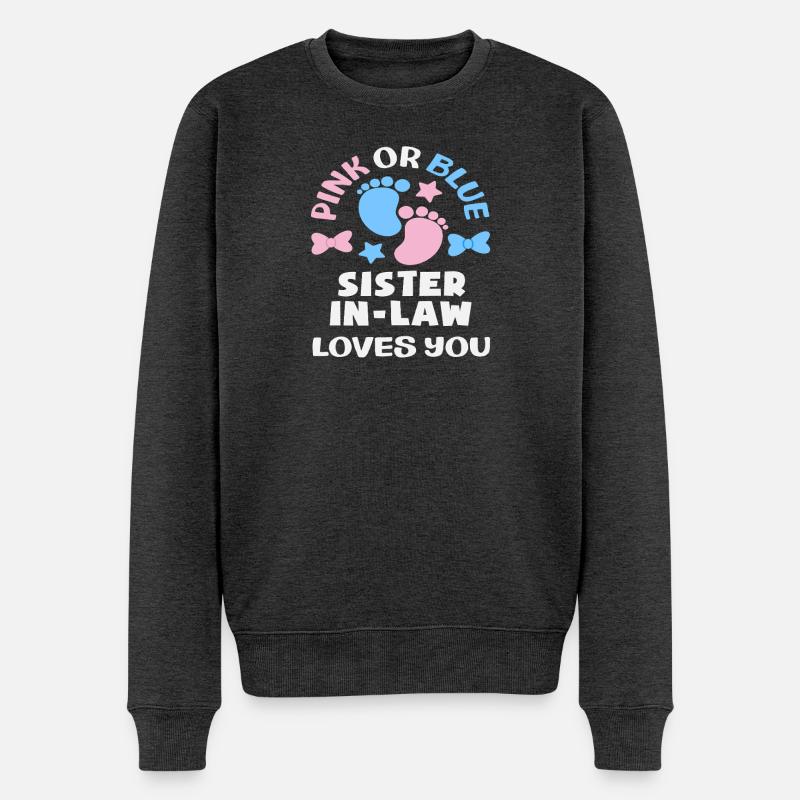 Pink Oder Blau Stiefschwester Gender Reveal - Männer Premium Bio Pullover - Anthrazit meliert