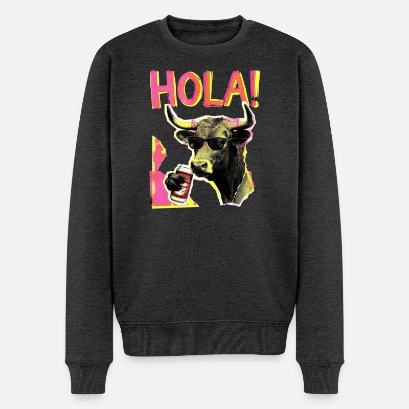 Hallo Kuh Bier Rindvieh - Männer Premium Bio Pullover - Anthrazit meliert