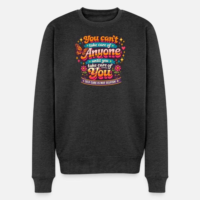 Selbstfürsorge zuerst - Männer Premium Bio Pullover - Anthrazit meliert
