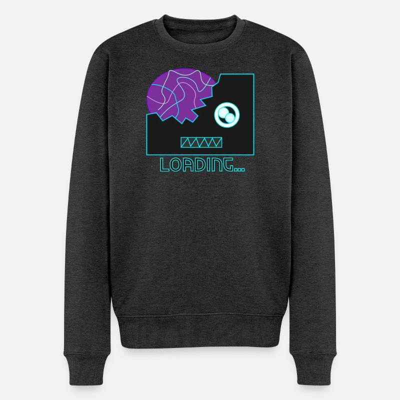 Cyberpunk Roboter-Neon - Männer Premium Bio Pullover - Anthrazit meliert