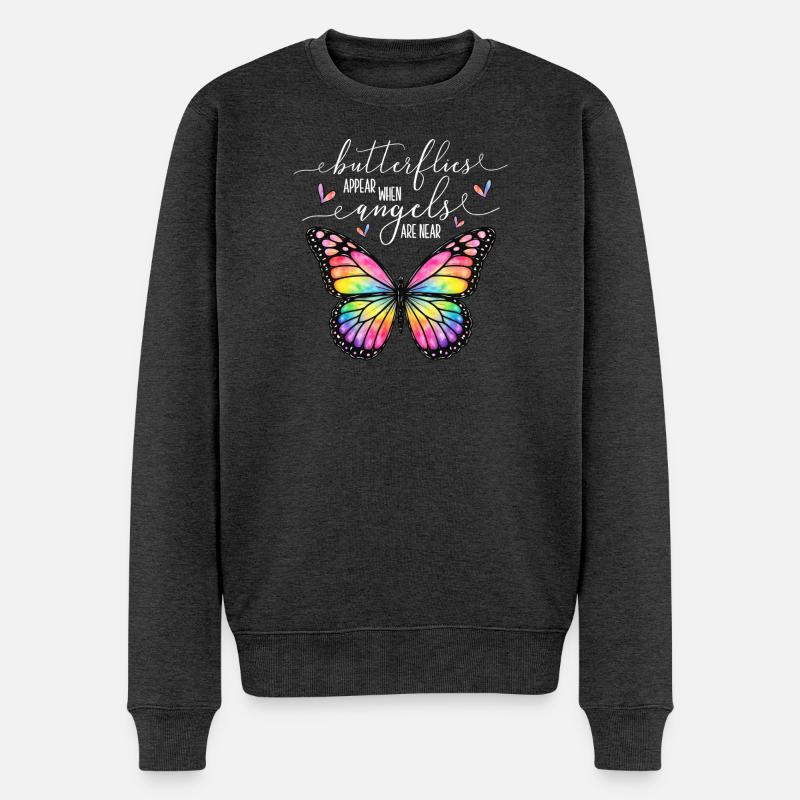 Graphique inspirant de fan papillon - Pull Premium bio Homme - anthracite chiné