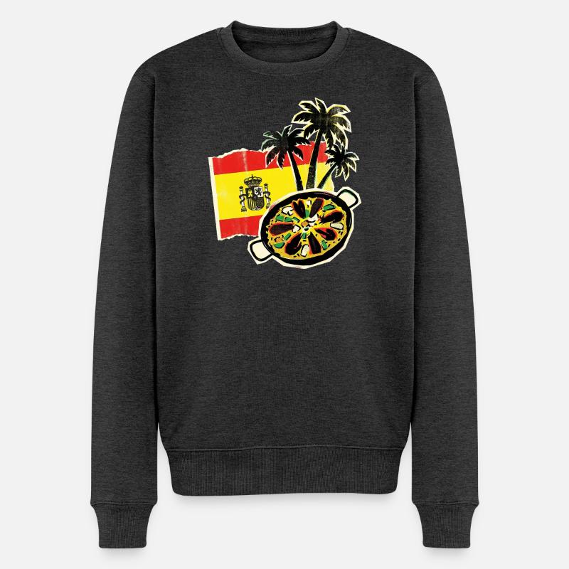Spanien Paella Palmen - Männer Premium Bio Pullover - Anthrazit meliert