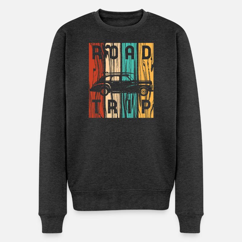 Road Trip Oldtimer-Retro-Streifen - Männer Premium Bio Pullover - Anthrazit meliert