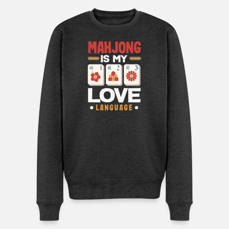 C’est l’heure du Mahjong - Pull Premium bio Homme - anthracite chiné