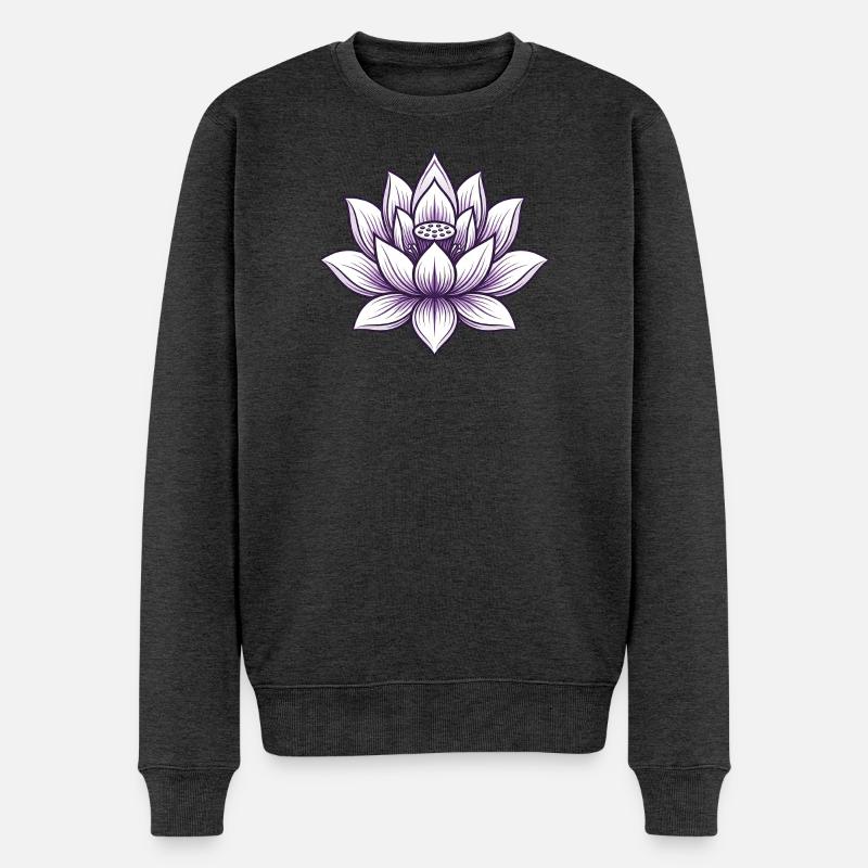 Yoga Lotus Blume - Männer Premium Bio Pullover - Anthrazit meliert