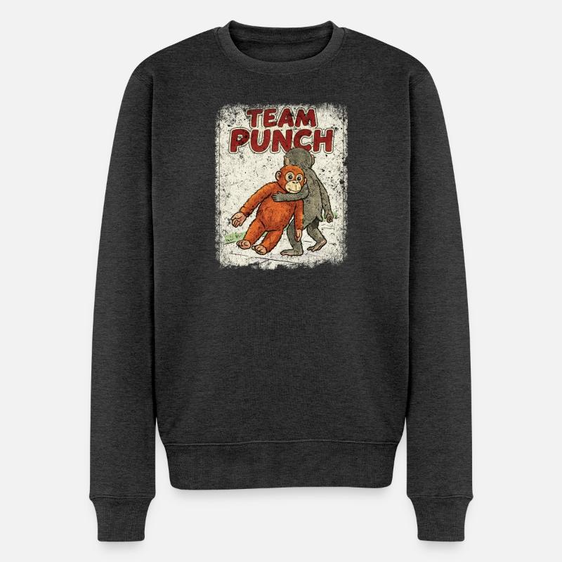 Team Punch Baby Monkey Punch - Männer Premium Bio Pullover - Anthrazit meliert