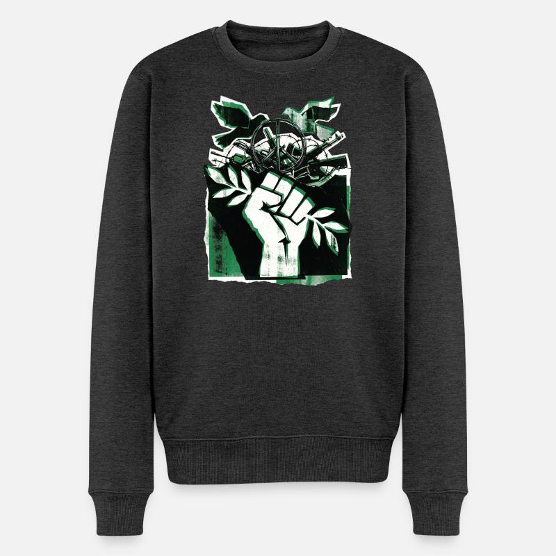Gegen Krieg Frieden Faust - Männer Premium Bio Pullover - Anthrazit meliert