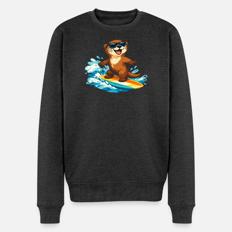 Otter Surfer Sonnenbrille - Männer Premium Bio Pullover - Anthrazit meliert