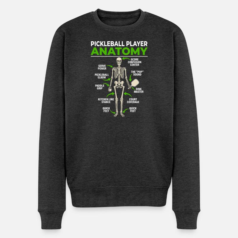 Illustration anatomique du pickleball Davinci - Pull Premium bio Homme - anthracite chiné