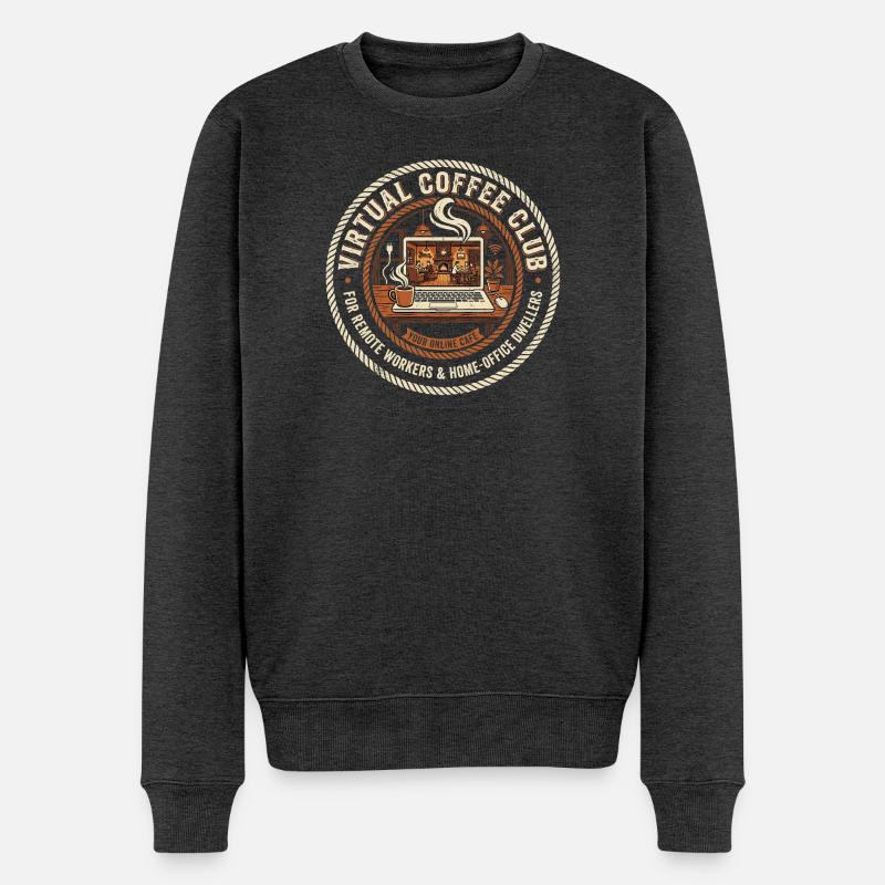 Virtual Coffee Club - Männer Premium Bio Pullover - Anthrazit meliert