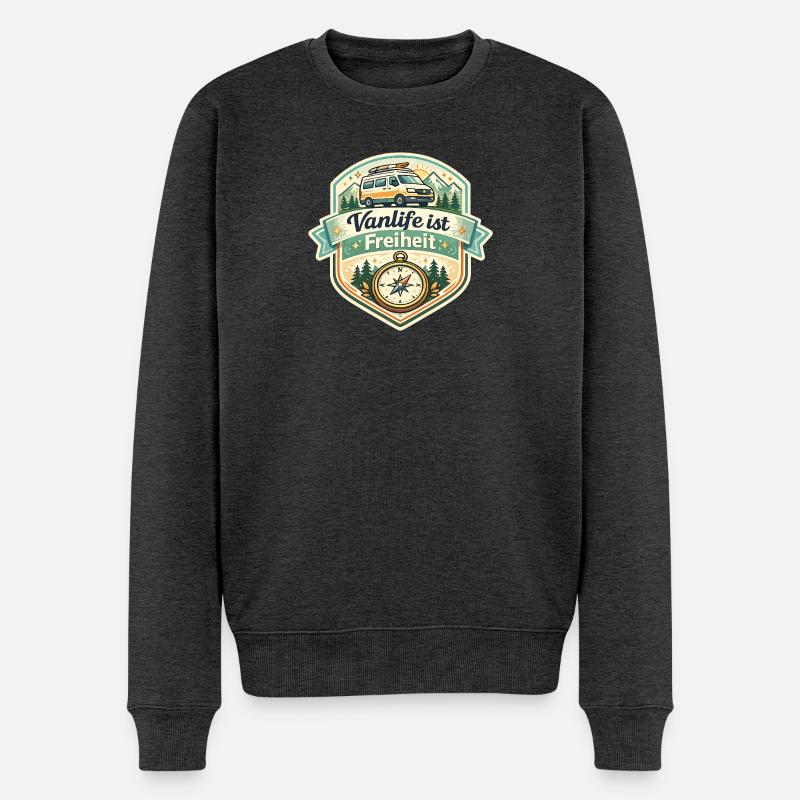 Vanlife ist Freiheit - Männer Premium Bio Pullover - Anthrazit meliert