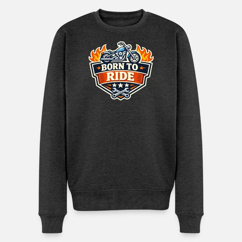 BornToRide Motorrad Logo - Männer Premium Bio Pullover - Anthrazit meliert