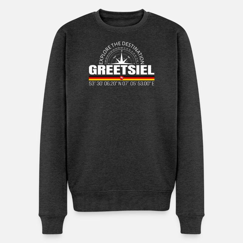 Greetsiel - Männer Premium Bio Pullover - Anthrazit meliert