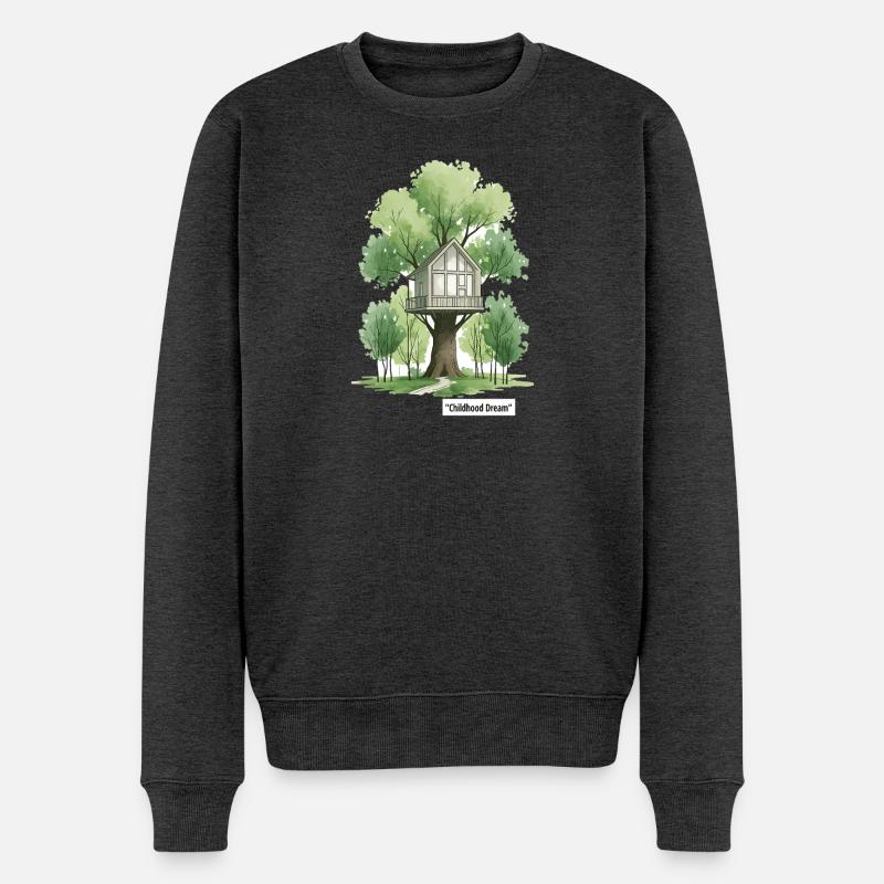 Baumhaus im Wald - Männer Premium Bio Pullover - Anthrazit meliert