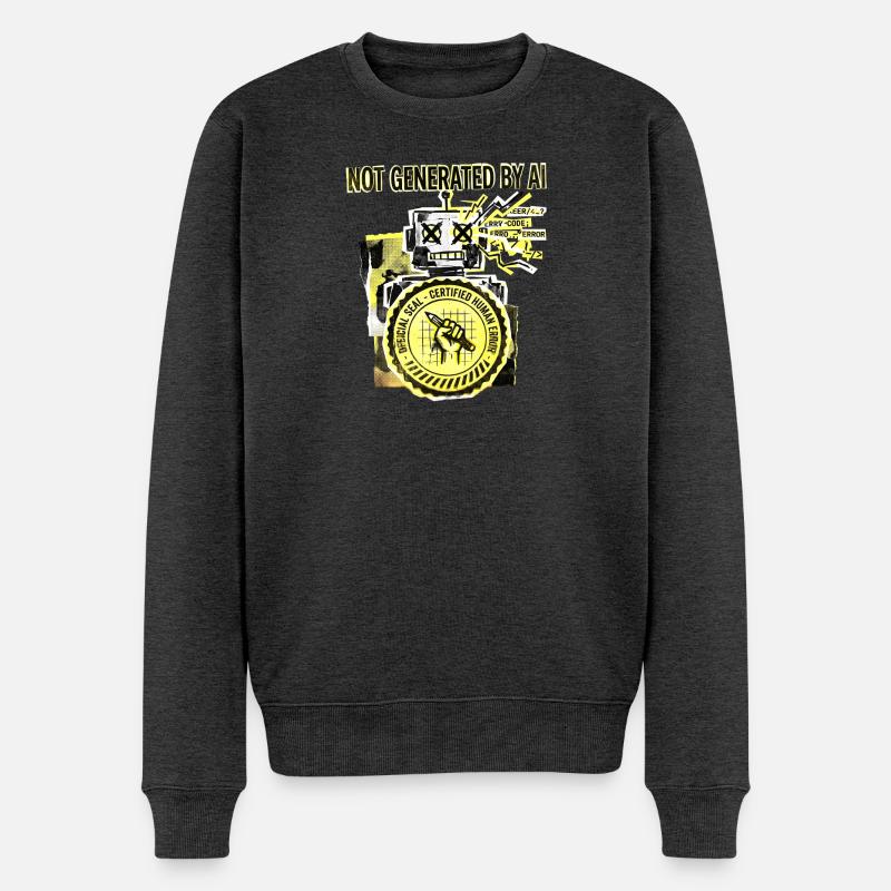 AI Human Error - Männer Premium Bio Pullover - Anthrazit meliert