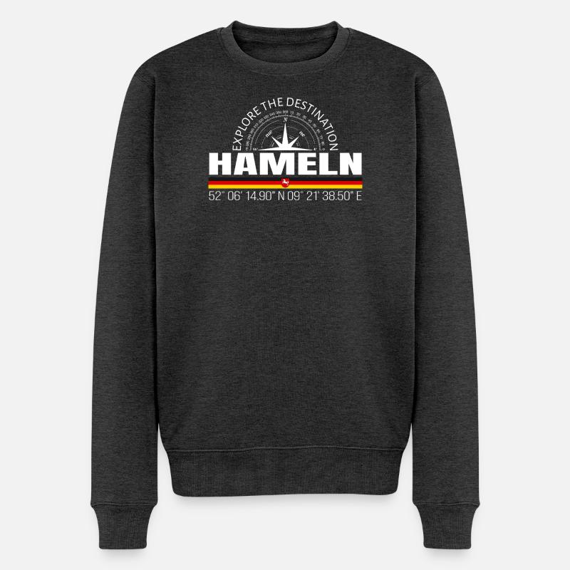 Hameln - Männer Premium Bio Pullover - Anthrazit meliert