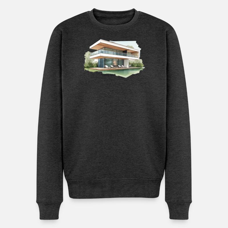 Bientôt illustration de villa moderne - Pull Premium bio Homme - anthracite chiné