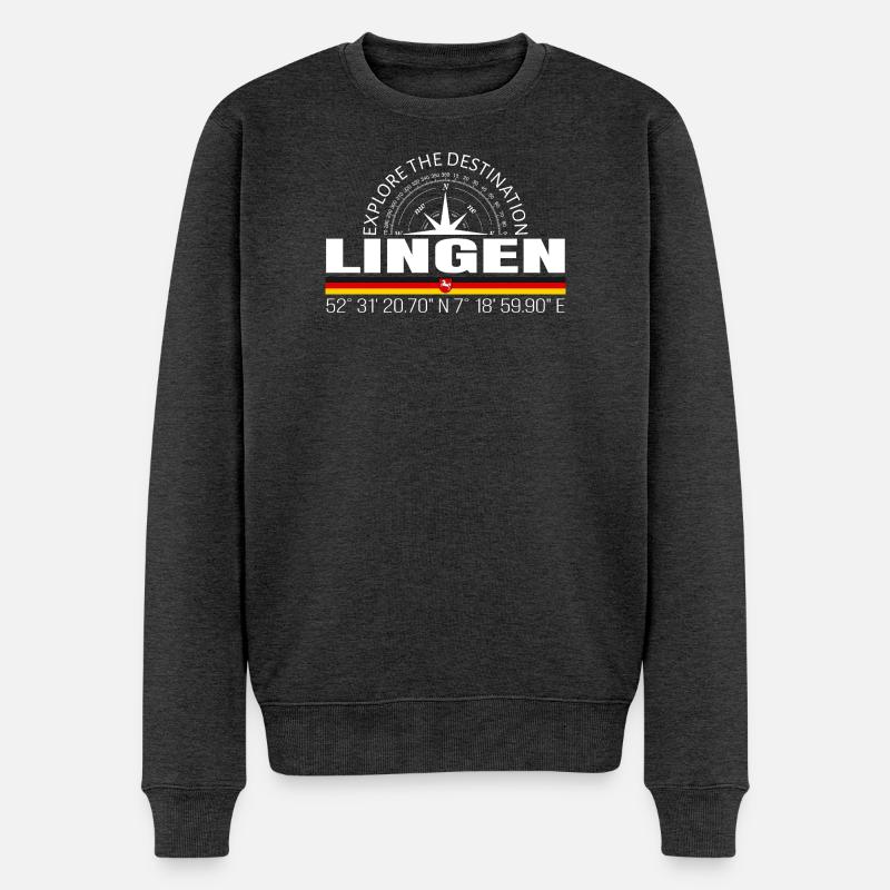 Lingen - Männer Premium Bio Pullover - Anthrazit meliert