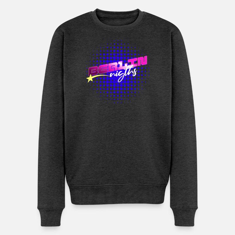 Berlin Nights - Männer Premium Bio Pullover - Anthrazit meliert