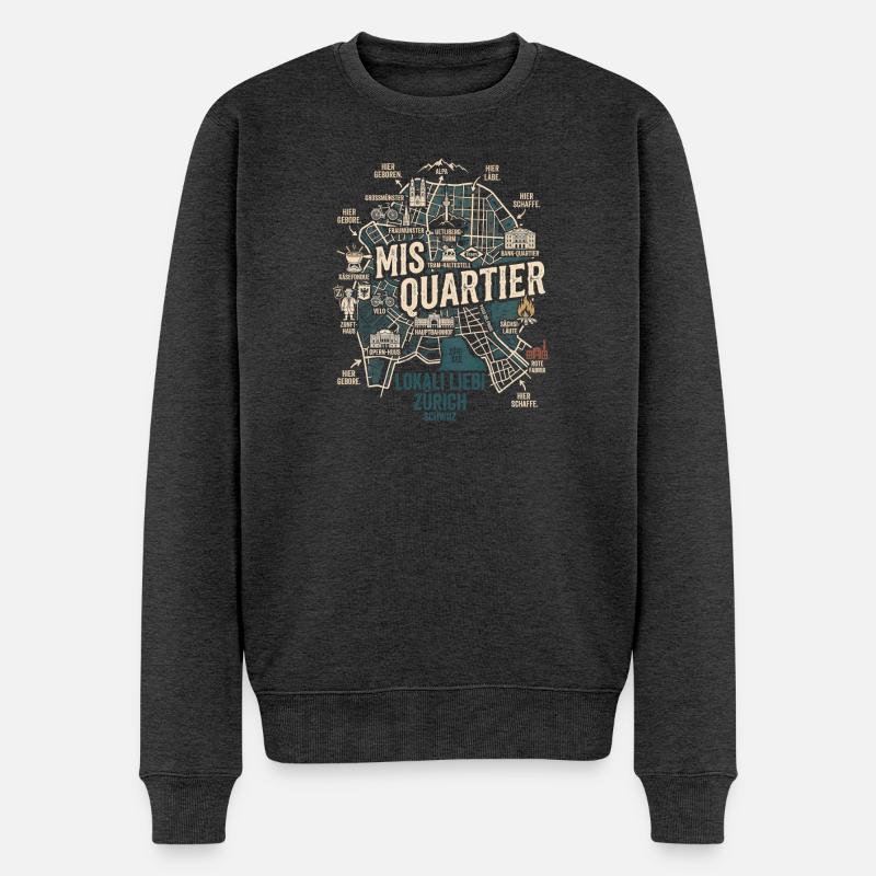Quartier Zürich - Männer Premium Bio Pullover - Anthrazit meliert