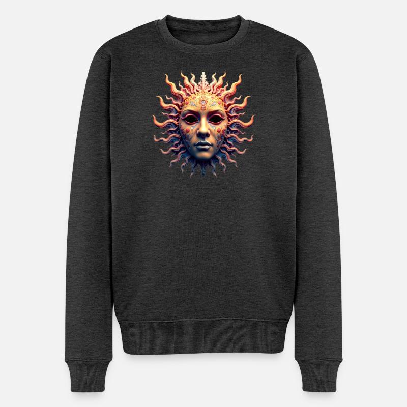 Sonnengöttinnen-Maske - Männer Premium Bio Pullover - Anthrazit meliert