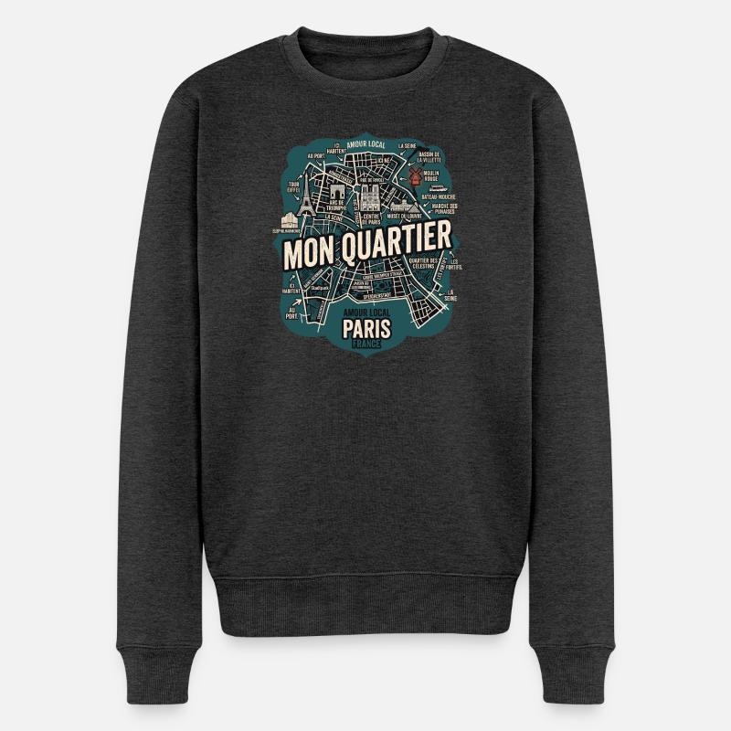 Mon Quartier - Männer Premium Bio Pullover - Anthrazit meliert