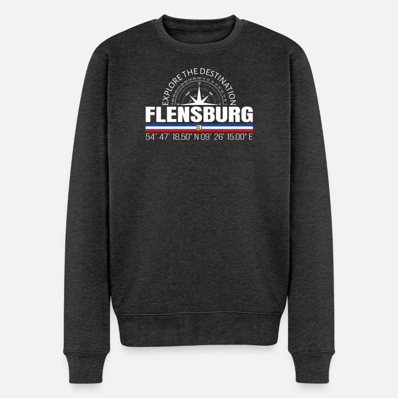 Flensburg - Männer Premium Bio Pullover - Anthrazit meliert
