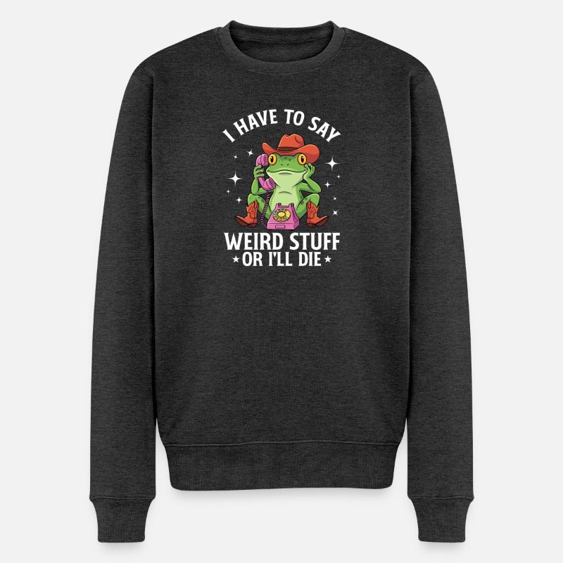 Frosch-Seltsamkeits-Meme - Männer Premium Bio Pullover - Anthrazit meliert